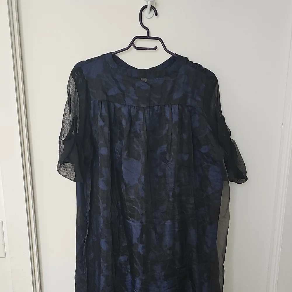 Sheer Black and Blue Lace Chiffon Dress - Picture 7 of 8